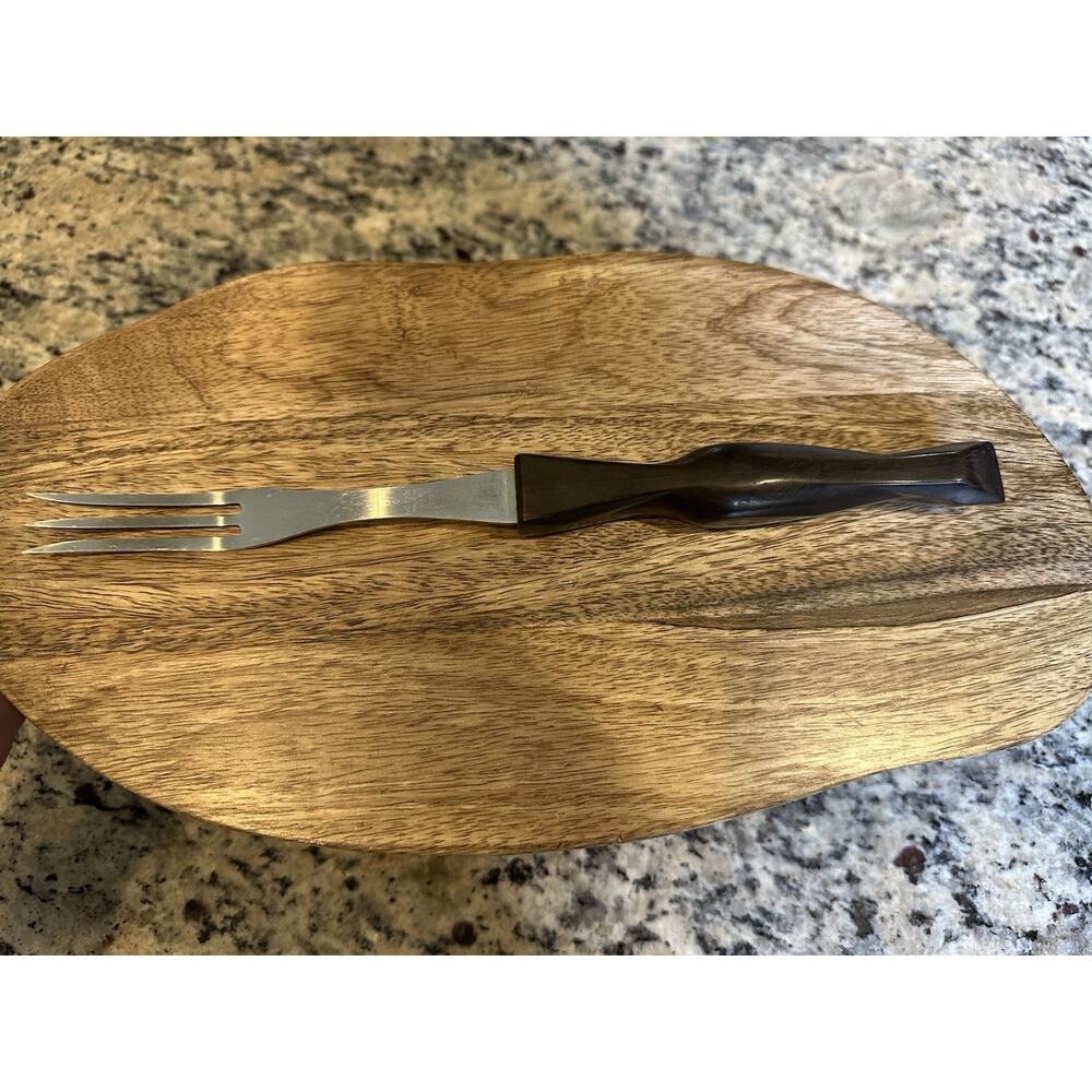 Cutco 3 Prong Serving Turning Fork 1726 KC Classic Dark Brown Swirl Handle USA